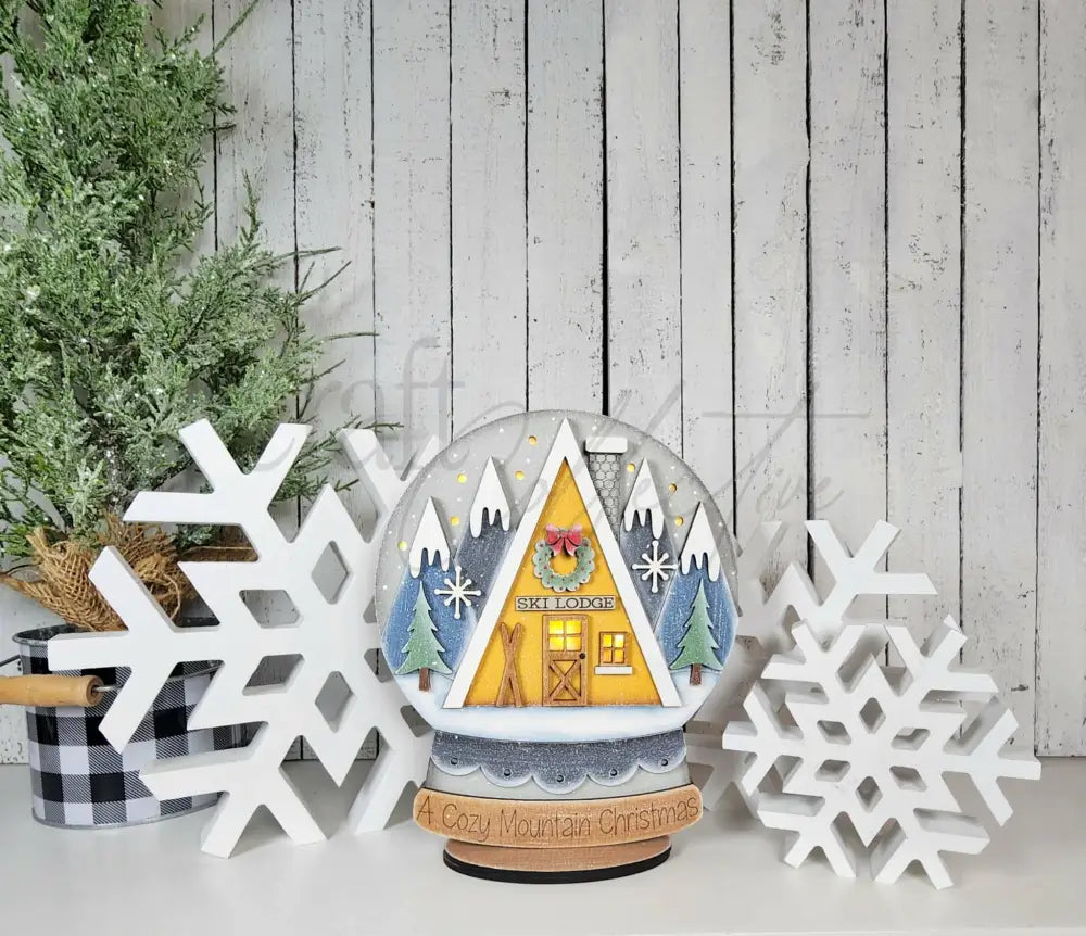 Ski Lodge Light Up Snow Globe - Painted for You - DIY KIT