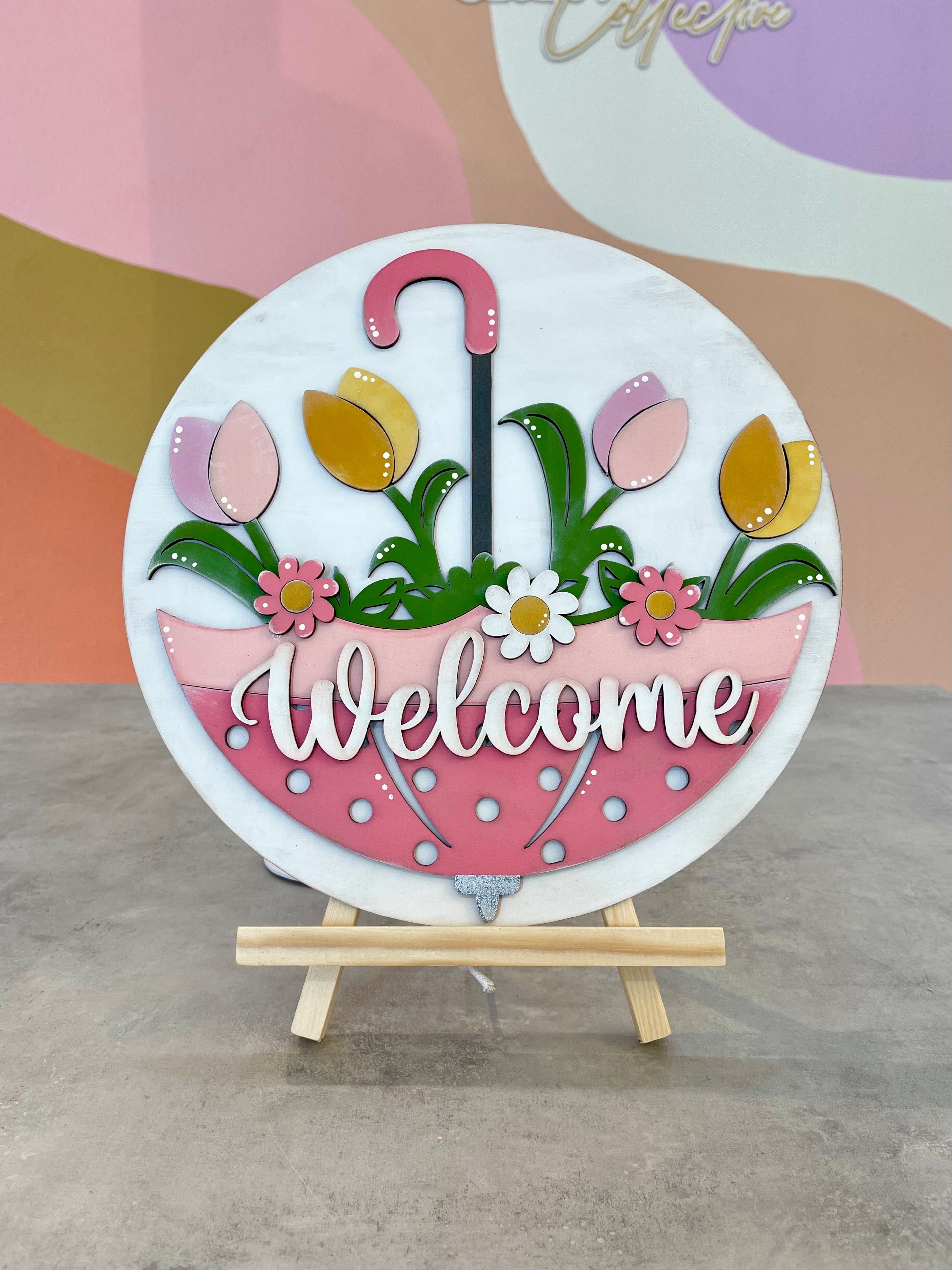 Welcome Spring Door Hanger DIY Kit | Wooden Door Sign | Craft Collective