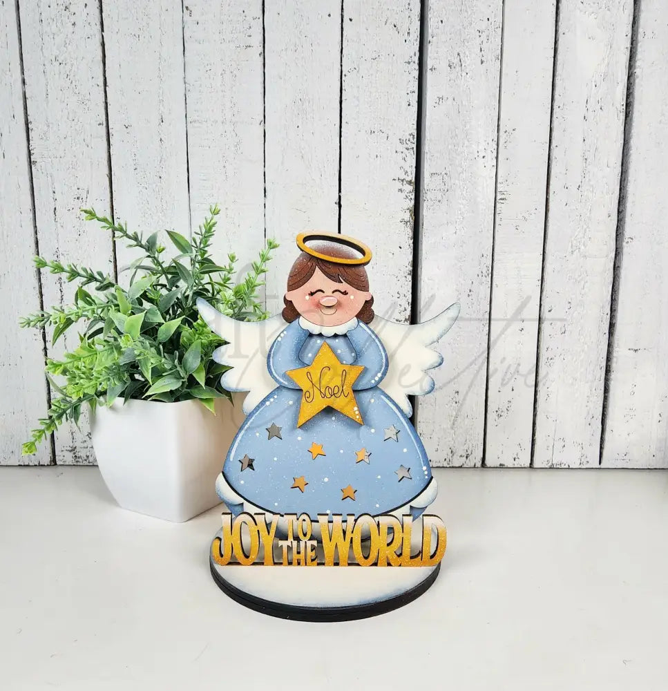Joy to the World Angel Shelf Sitter - Painted for You - DIY KIT