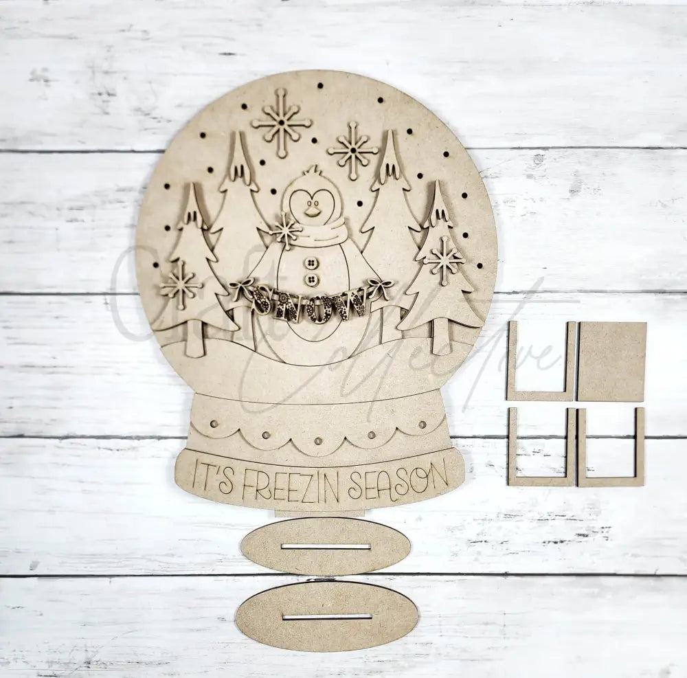Penguin Light Up Snow Globe - Unpainted - DIY KIT