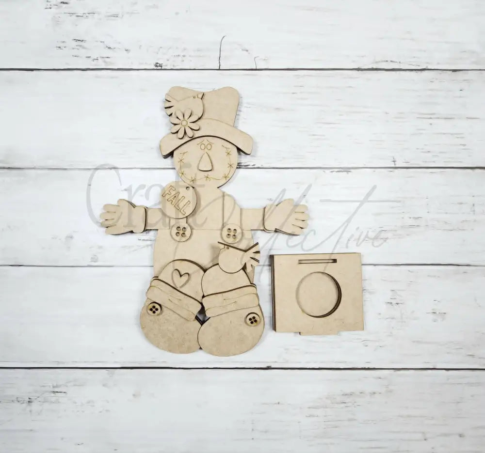 Scarecrow Votive Harvest Shelf Sitter - Unpainted - DIY KIT