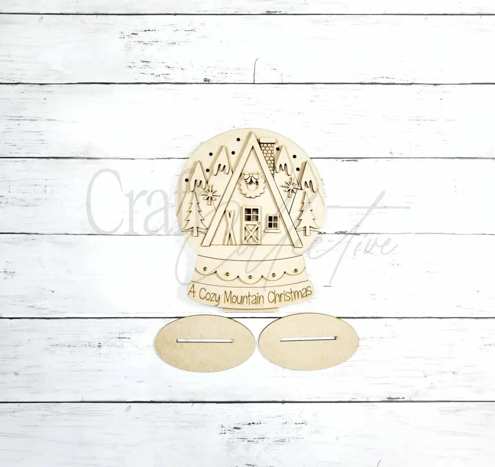 Ski Lodge Light Up Snow Globe - Unpainted - DIY KIT